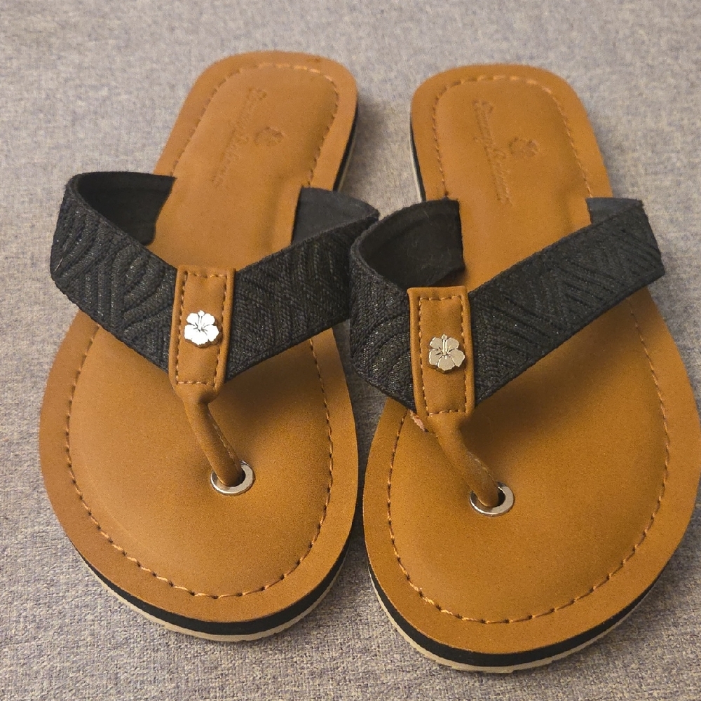 Women’s Black & Tan Thong Sandals - Casual Flip Flops